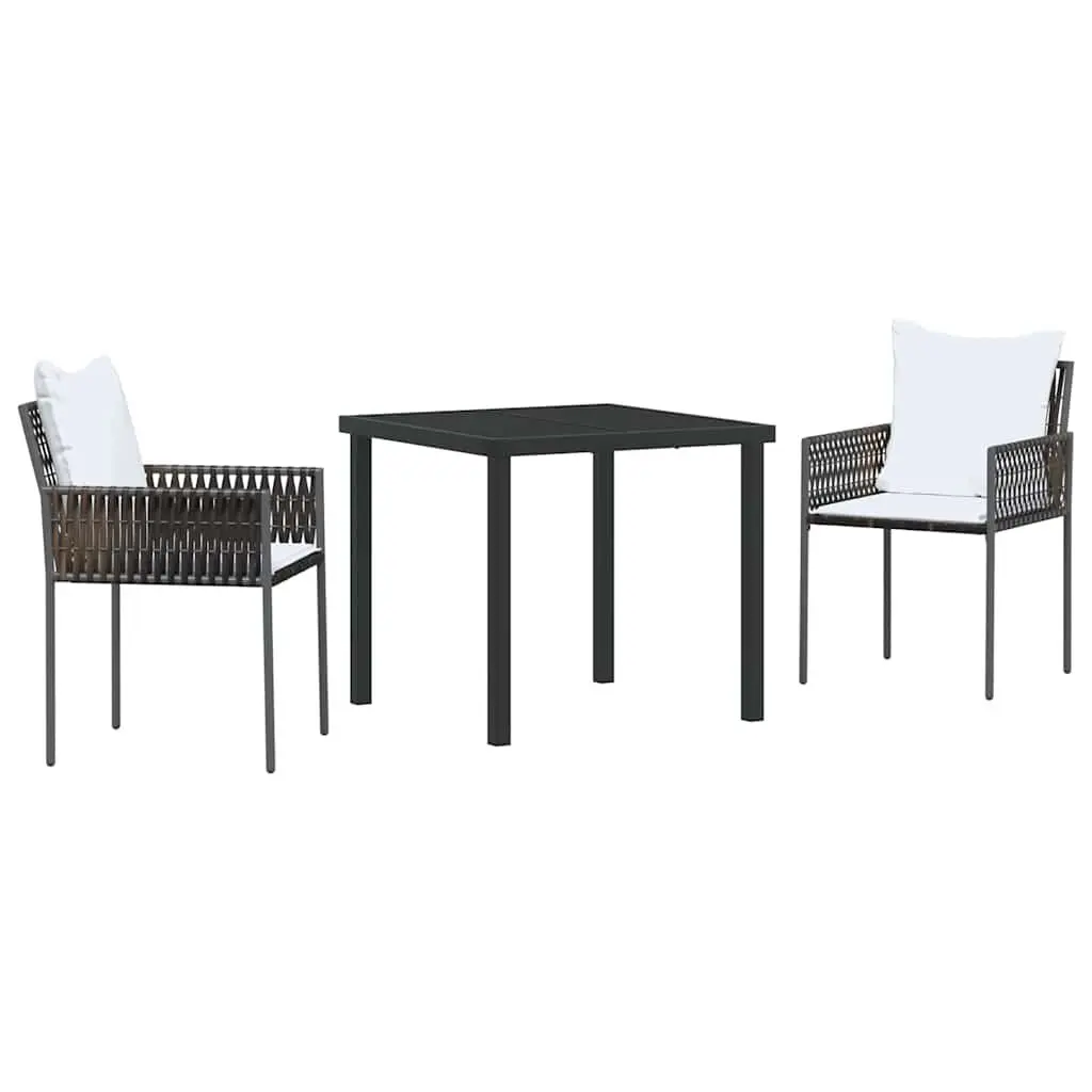 3 Piece Garden Dining Set with Rattan Chairs
