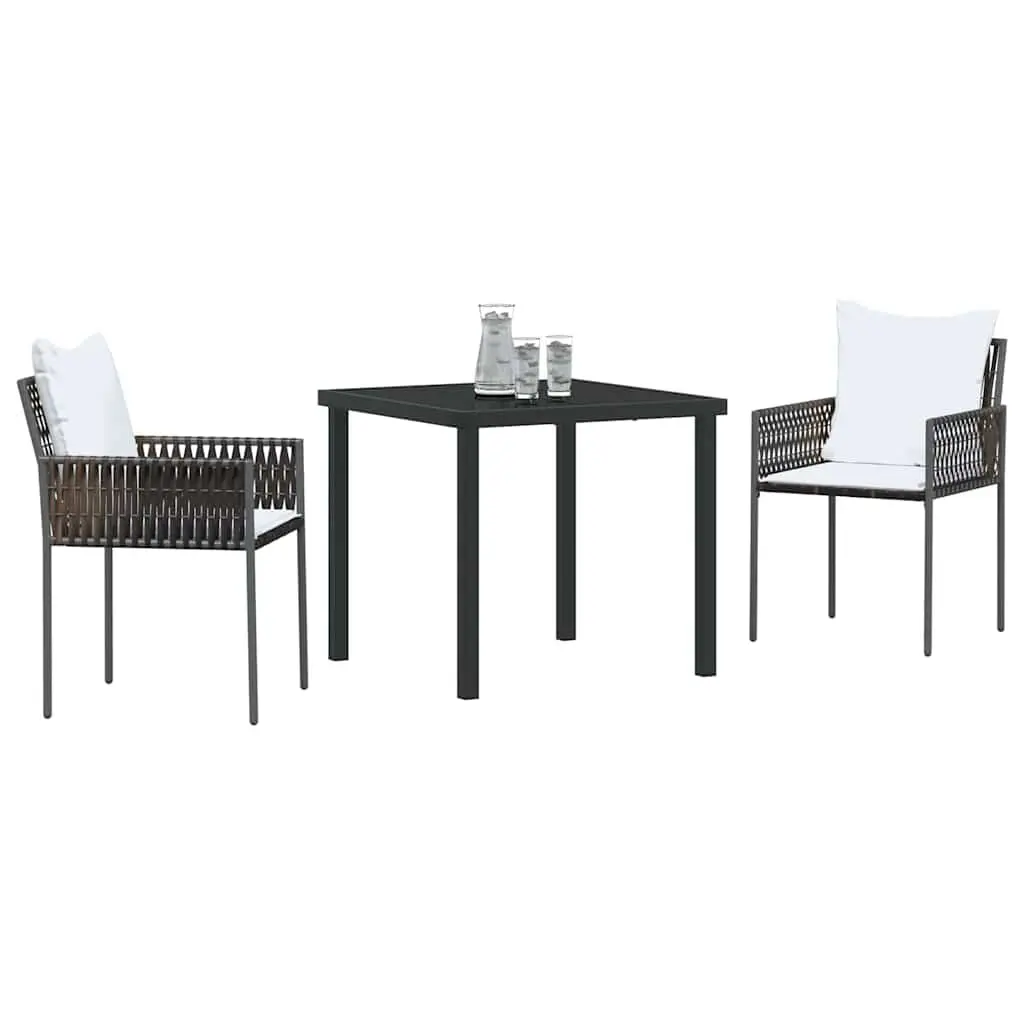 3 Piece Garden Dining Set with Rattan Chairs
