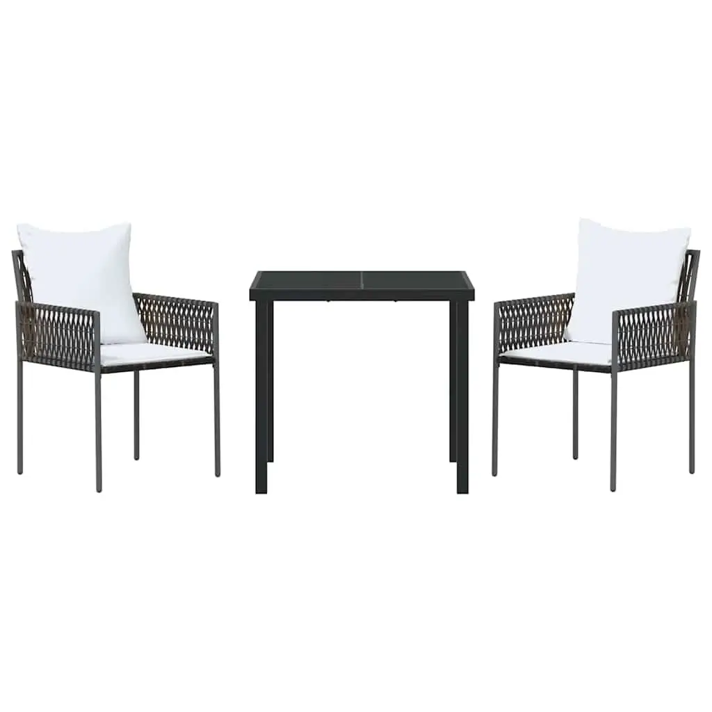 3 Piece Garden Dining Set with Rattan Chairs