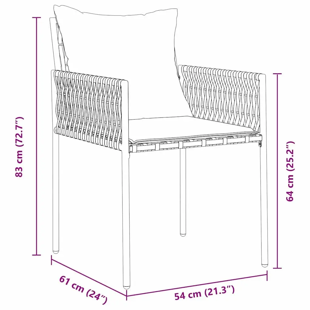 3 Piece Garden Dining Set with Rattan Chairs