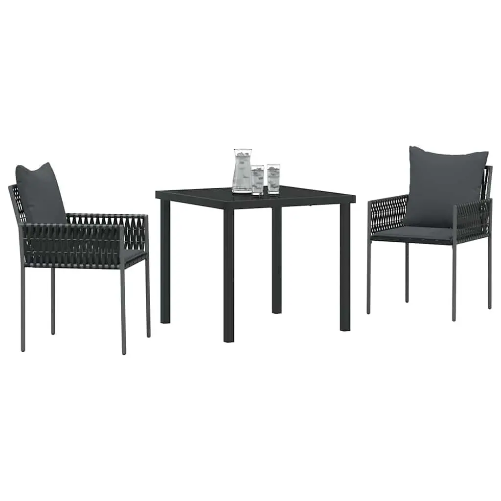 Outdoor Dining Set 3 Pieces in Black Grey