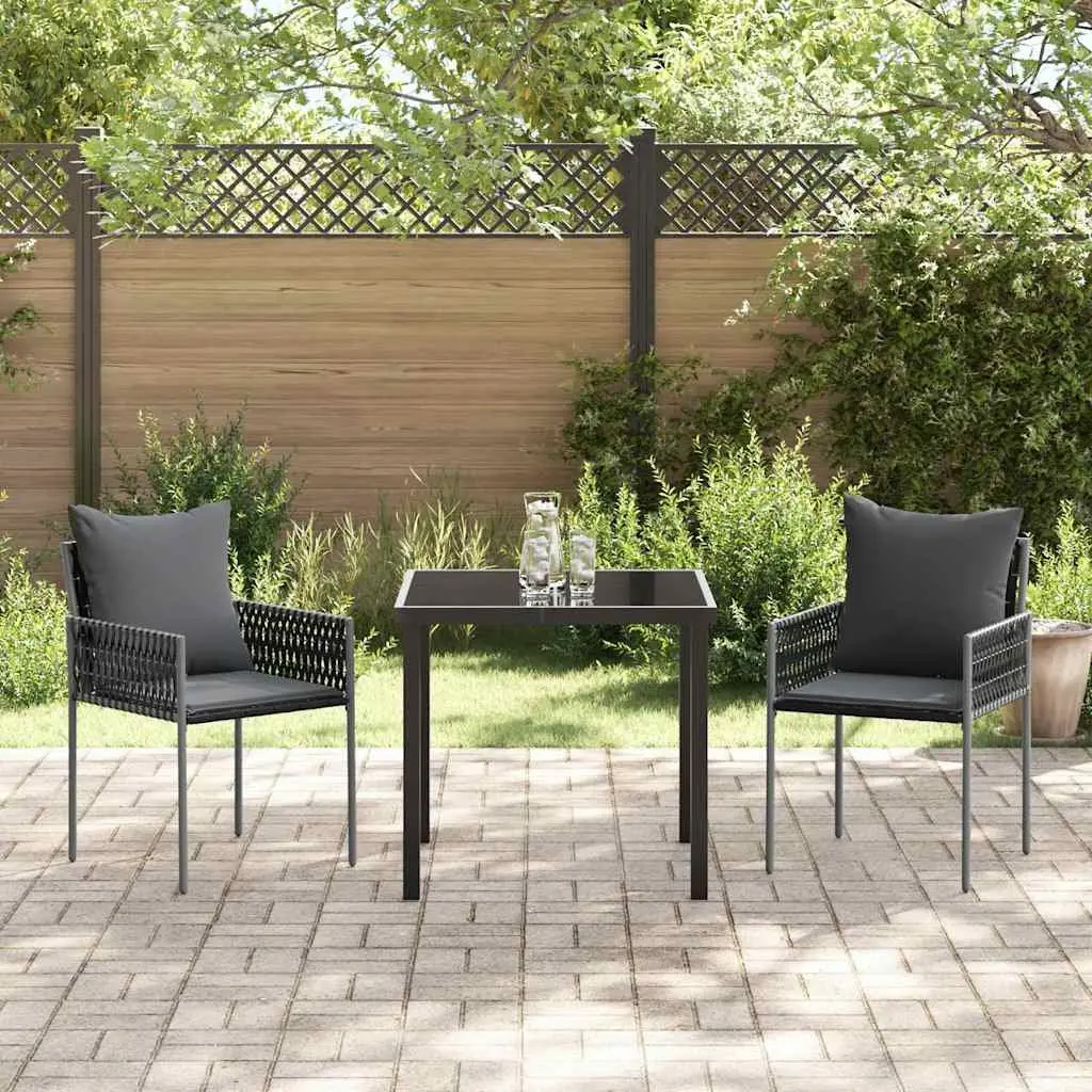 Outdoor Dining Set 3 Pieces in Black Grey