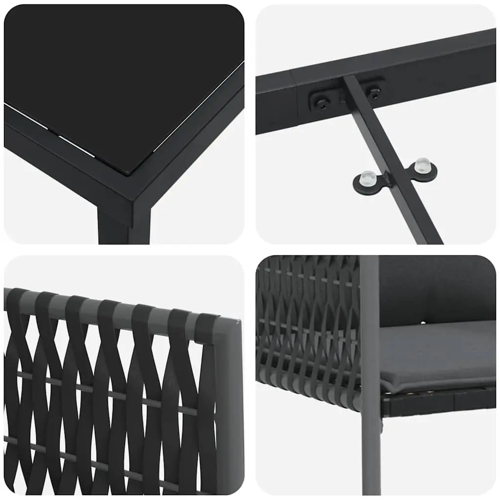 Outdoor Dining Set 3 Pieces in Black Grey