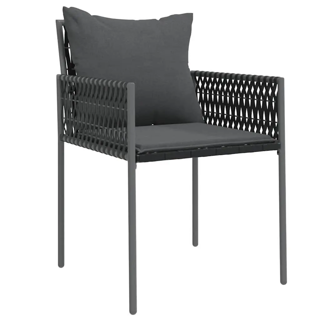 5-Piece Garden Dining Set in Black Grey Rattan