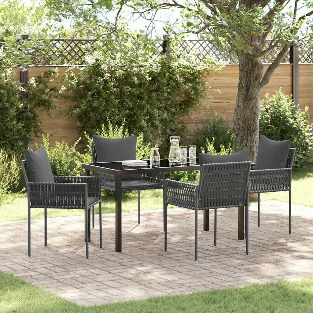 5-Piece Black Grey Outdoor Dining Set