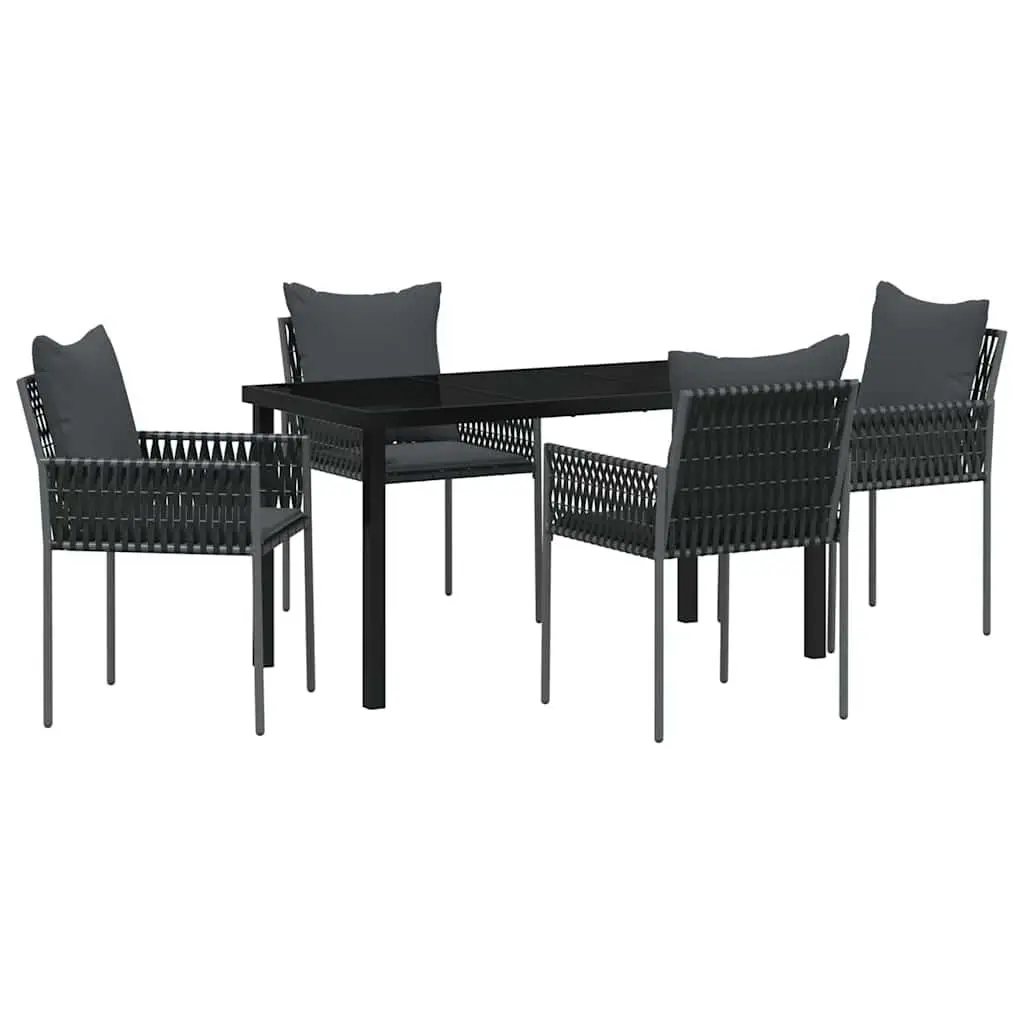 5-Piece Black Grey Outdoor Dining Set