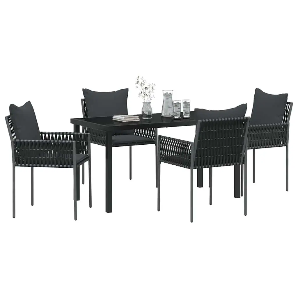 5-Piece Black Grey Outdoor Dining Set