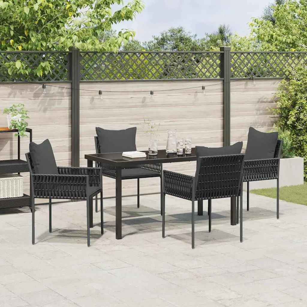 5-Piece Black Grey Outdoor Dining Set