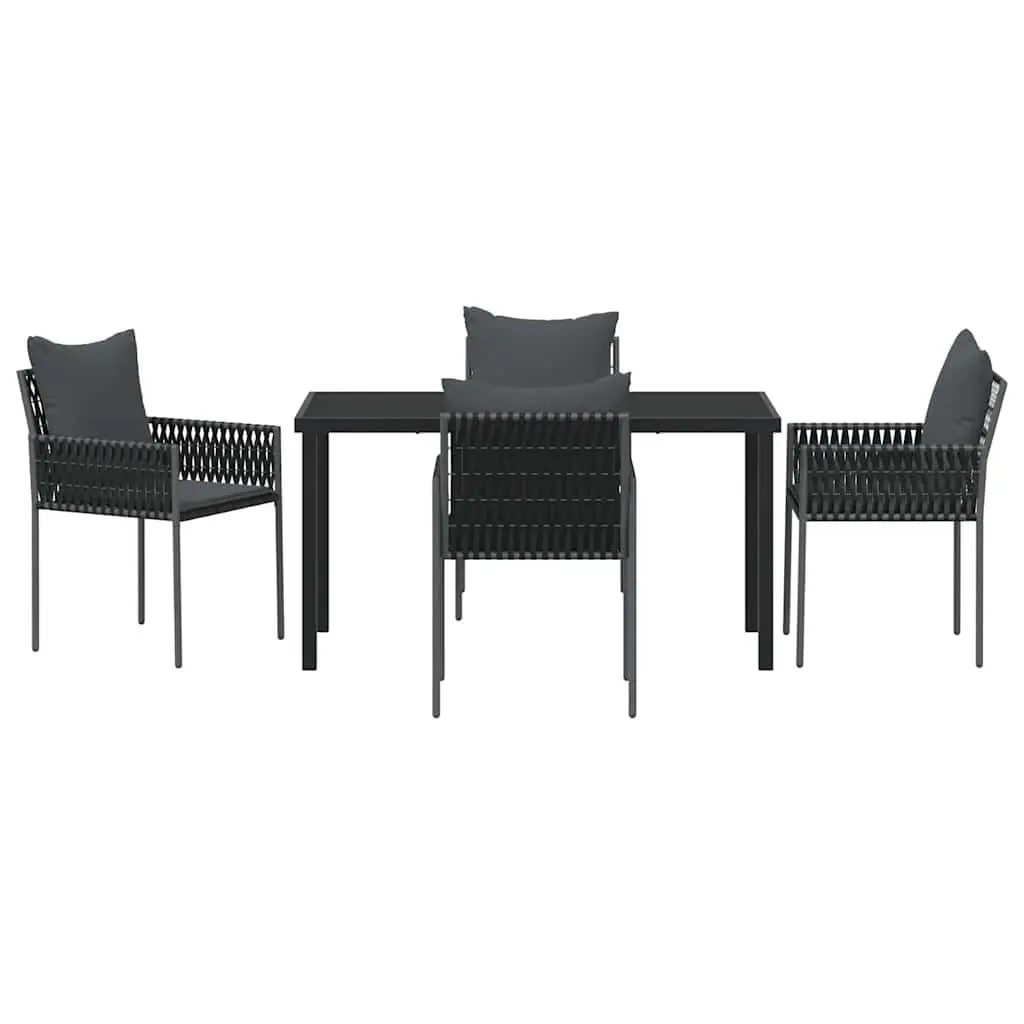 5-Piece Black Grey Outdoor Dining Set