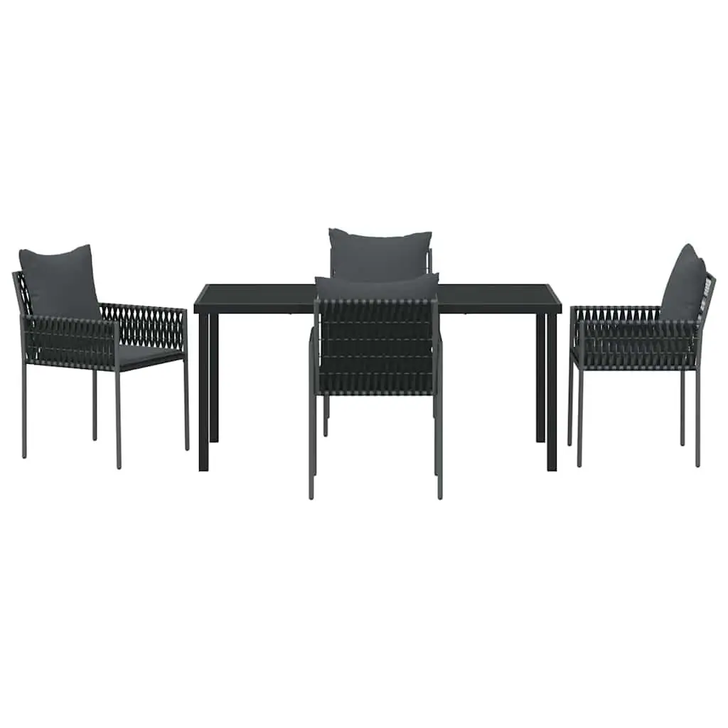 5-Piece Black Grey PE Rattan Outdoor Dining Set