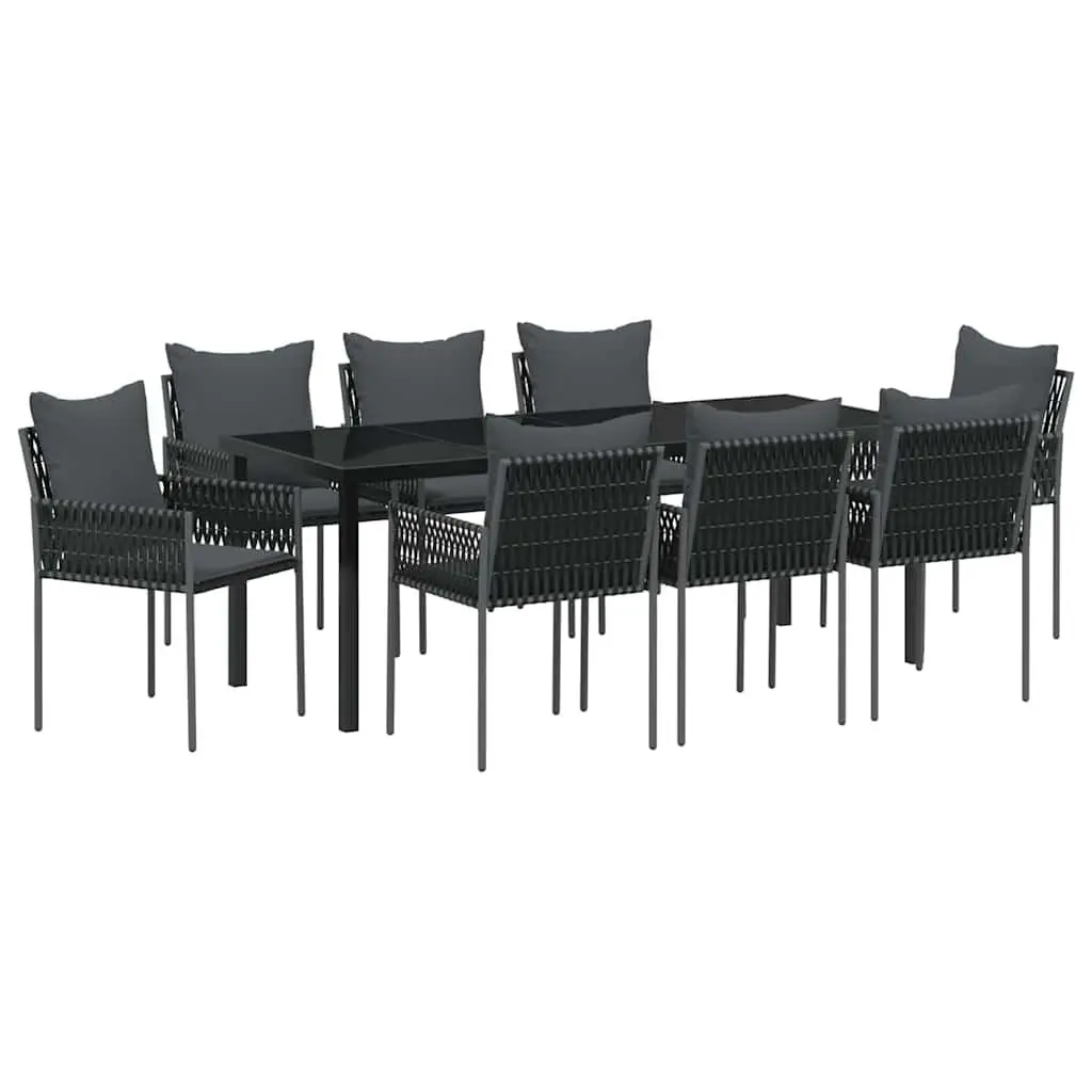 9-Piece Garden Dining Set in Black and Grey