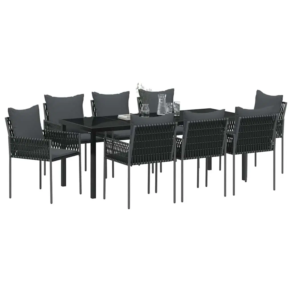 9-Piece Garden Dining Set in Black and Grey