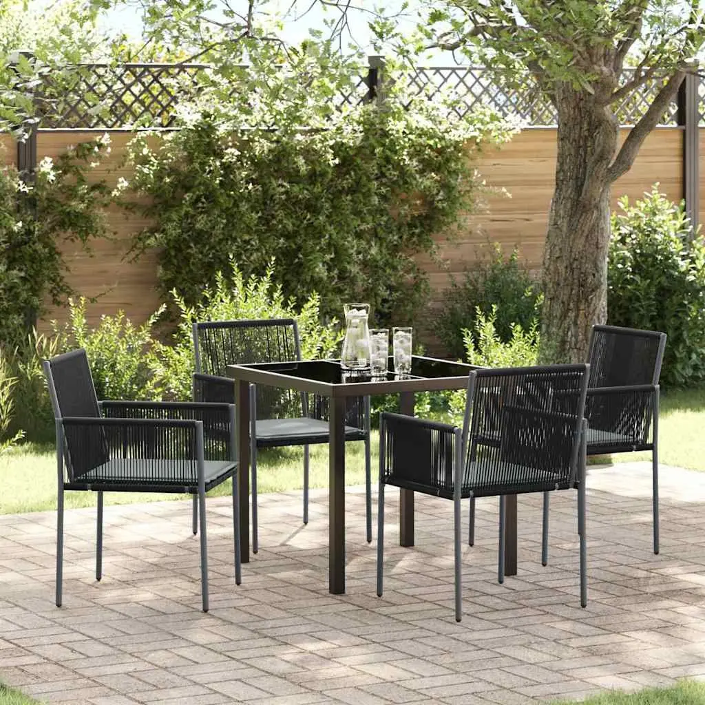 Garden Dining Set Poly Rattan 5 Pieces Black Outdoor Furniture Patio Table