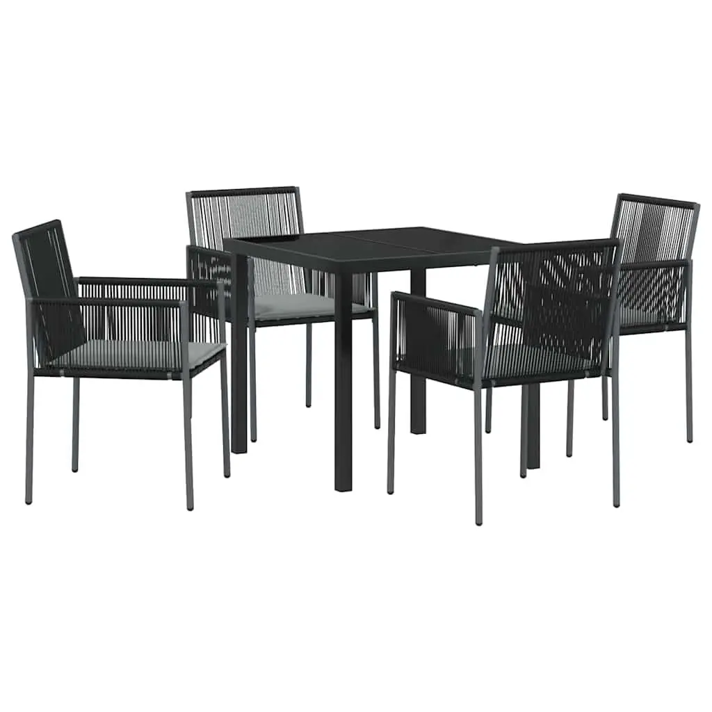Garden Dining Set Poly Rattan 5 Pieces Black Outdoor Furniture Patio Table