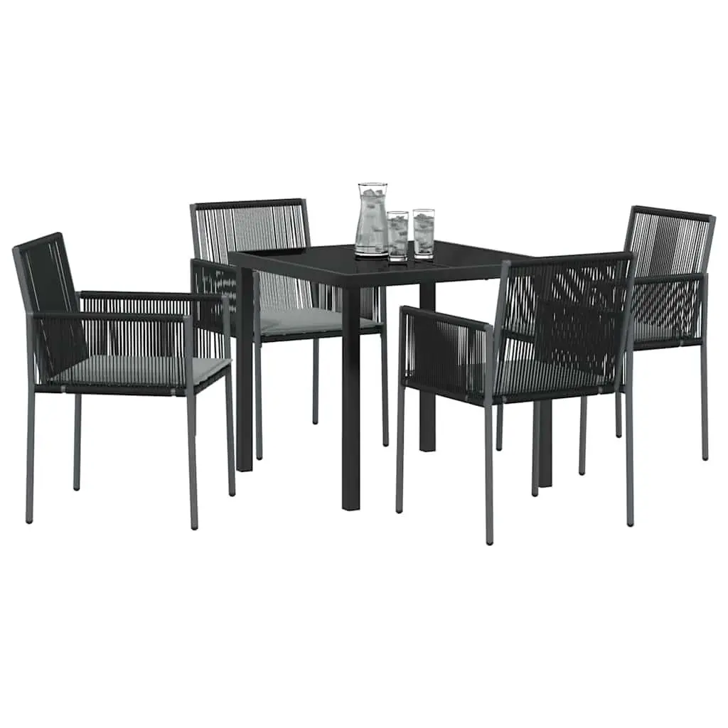 Garden Dining Set Poly Rattan 5 Pieces Black Outdoor Furniture Patio Table