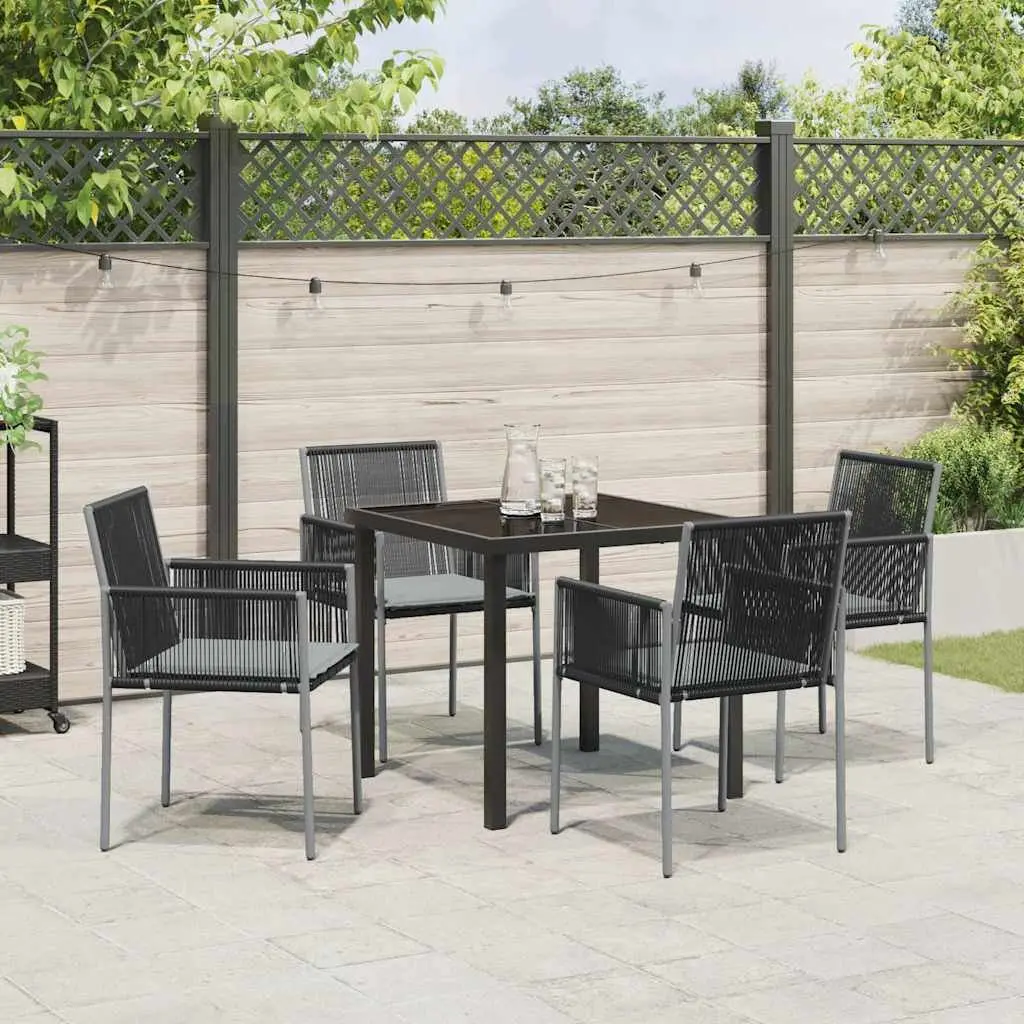 Garden Dining Set Poly Rattan 5 Pieces Black Outdoor Furniture Patio Table