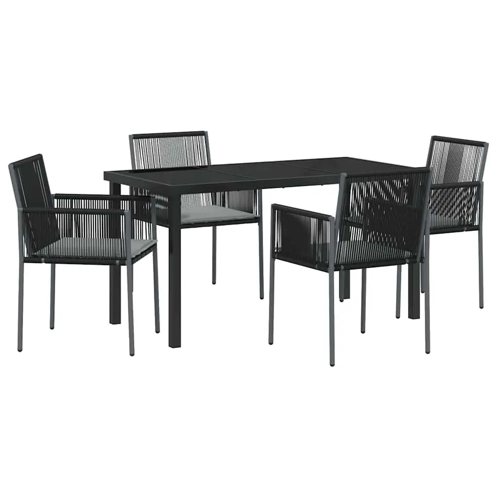 Black Poly Rattan 5-Piece Garden Dining Set