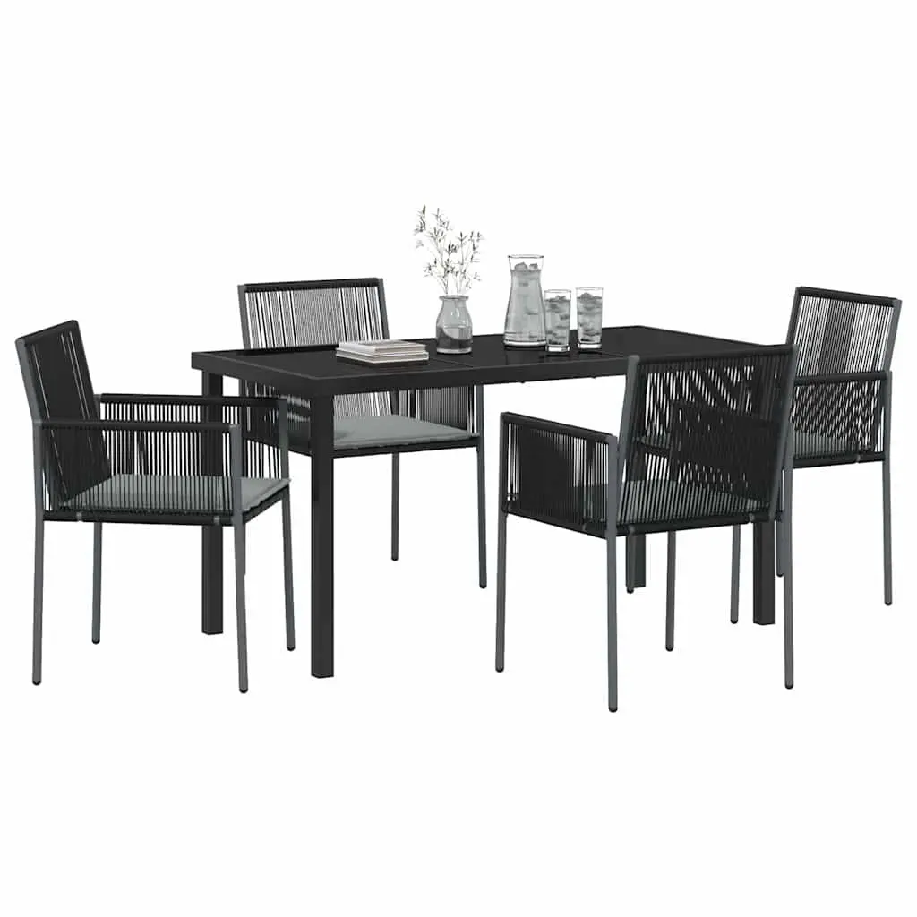 Black Poly Rattan 5-Piece Garden Dining Set