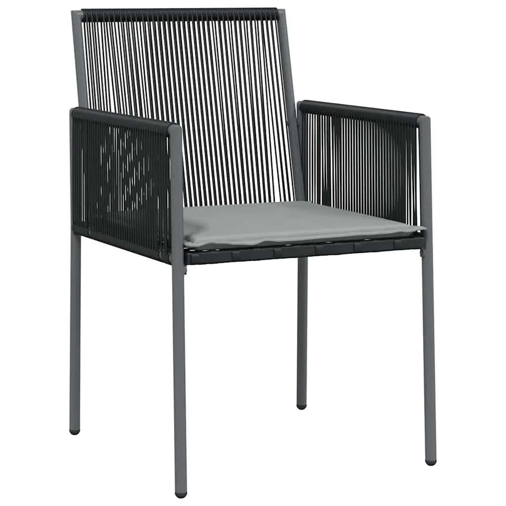7 Piece Black Garden Dining Set with Steel Frame