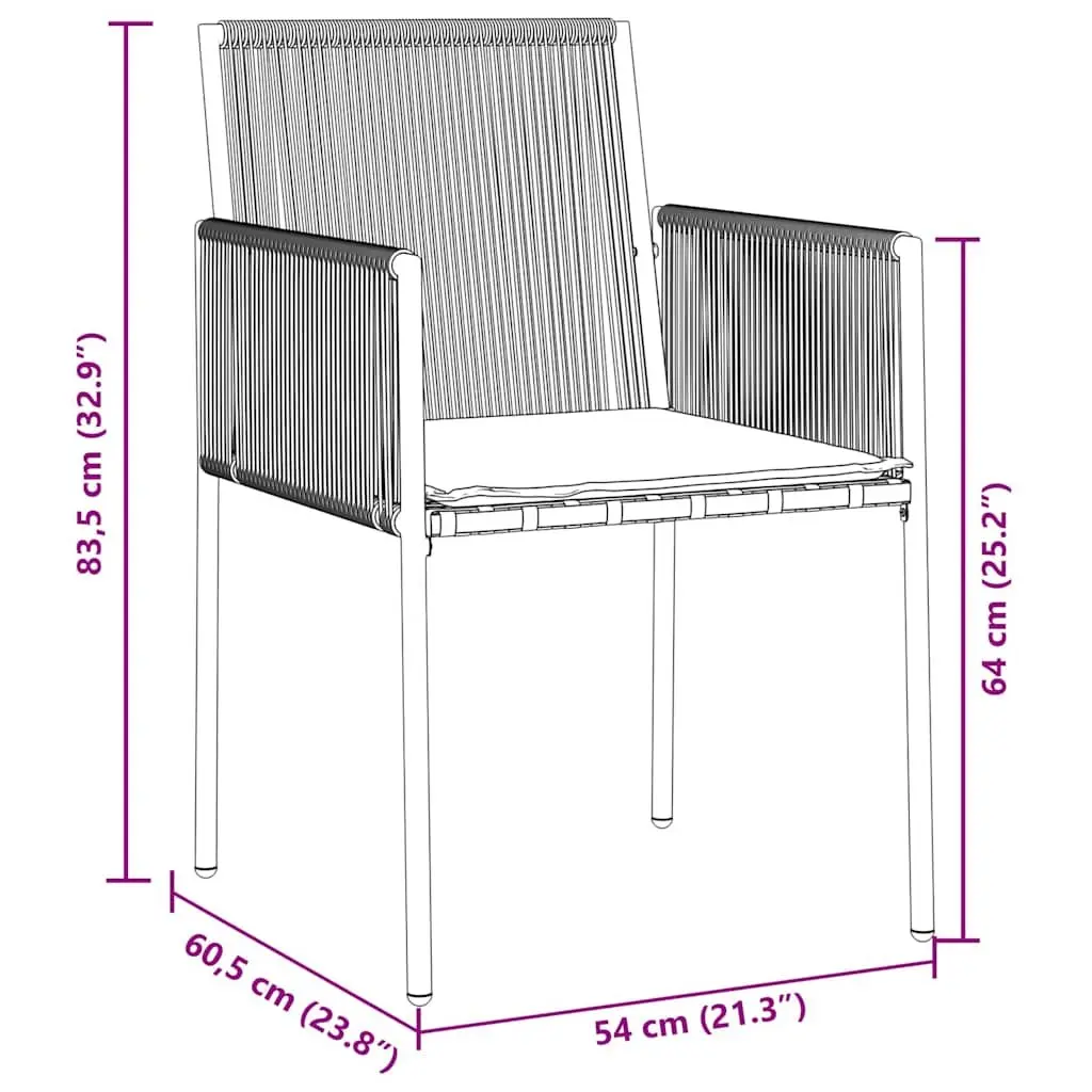 7 Piece Black Garden Dining Set with Steel Frame
