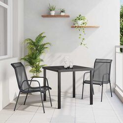 3-Piece Garden Dining Set with Black Steel Frame