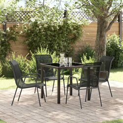 5-Piece Outdoor Dining Set with Black Steel Frame