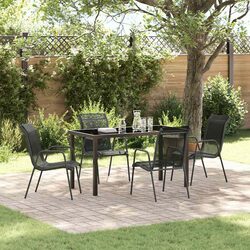 5-Piece Black Steel Frame Garden Dining Set