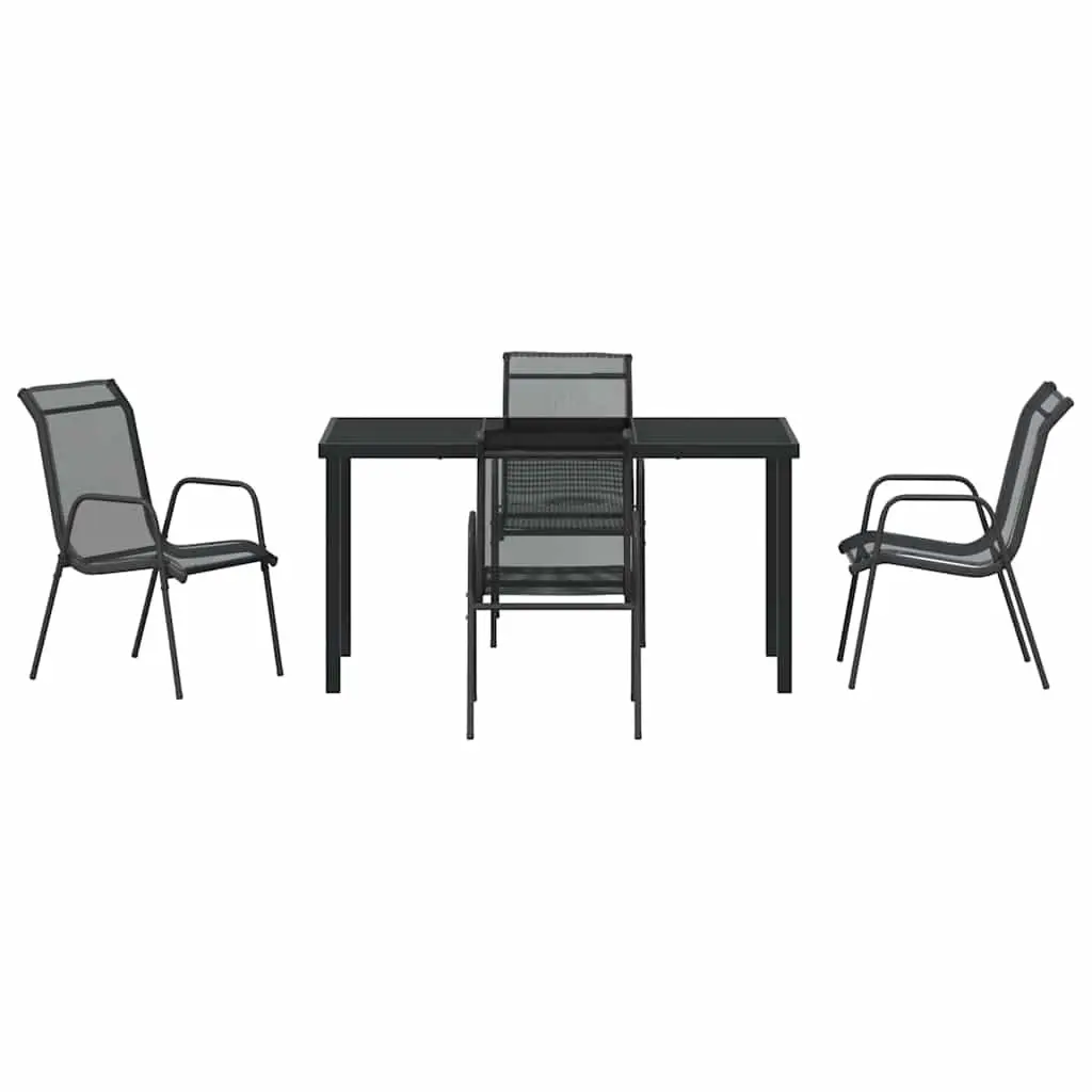5-Piece Black Steel Frame Garden Dining Set