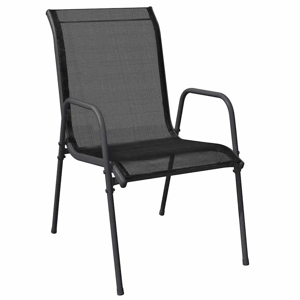 5 Piece Black Steel Frame Outdoor Dining Set