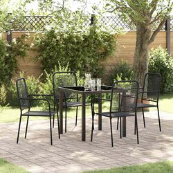 5-Piece Outdoor Dining Set with Black Steel Frame