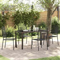 Durable Outdoor Dining Set with Black Steel Frame