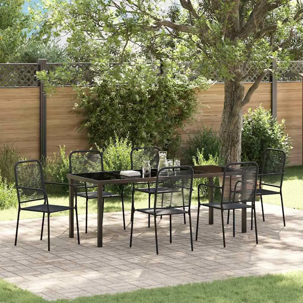 Rectangular Black Steel 7-Piece Garden Dining Set