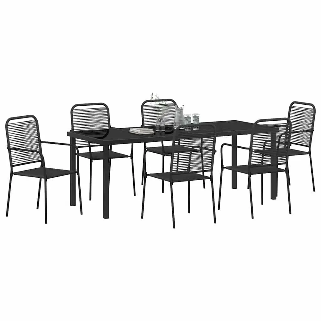 Rectangular Black Steel 7-Piece Garden Dining Set