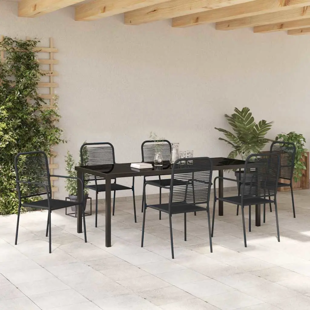Rectangular Black Steel 7-Piece Garden Dining Set