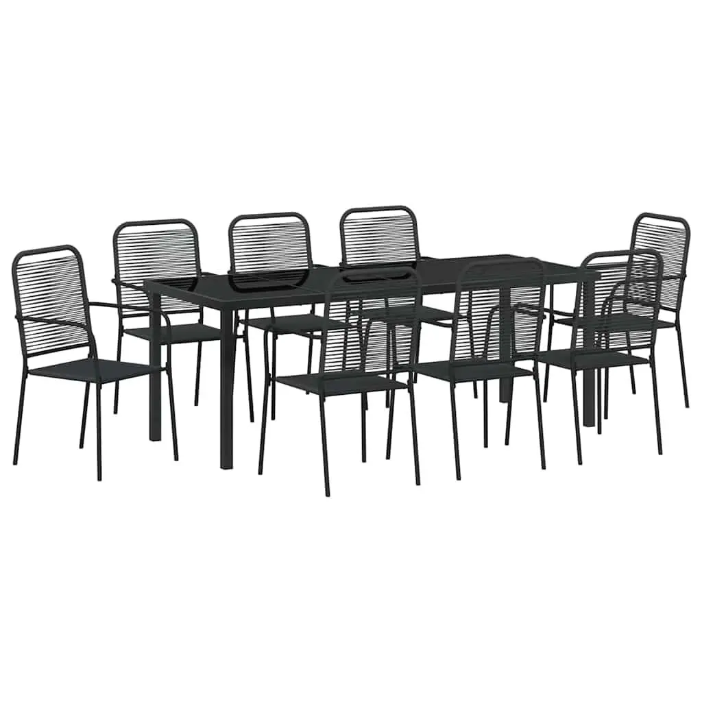 9-Piece Black Steel Outdoor Dining Set for Gardens