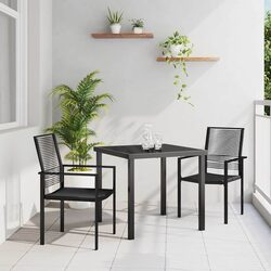 Stylish Black Steel Garden Dining Set - 3 Pieces