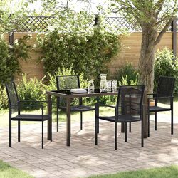 Durable 5-Piece Black Steel Garden Dining Set