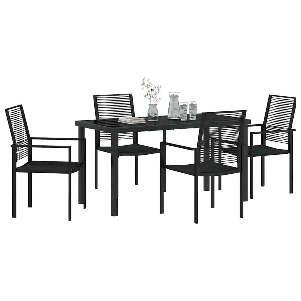 5-Piece Black Steel Garden Dining Set