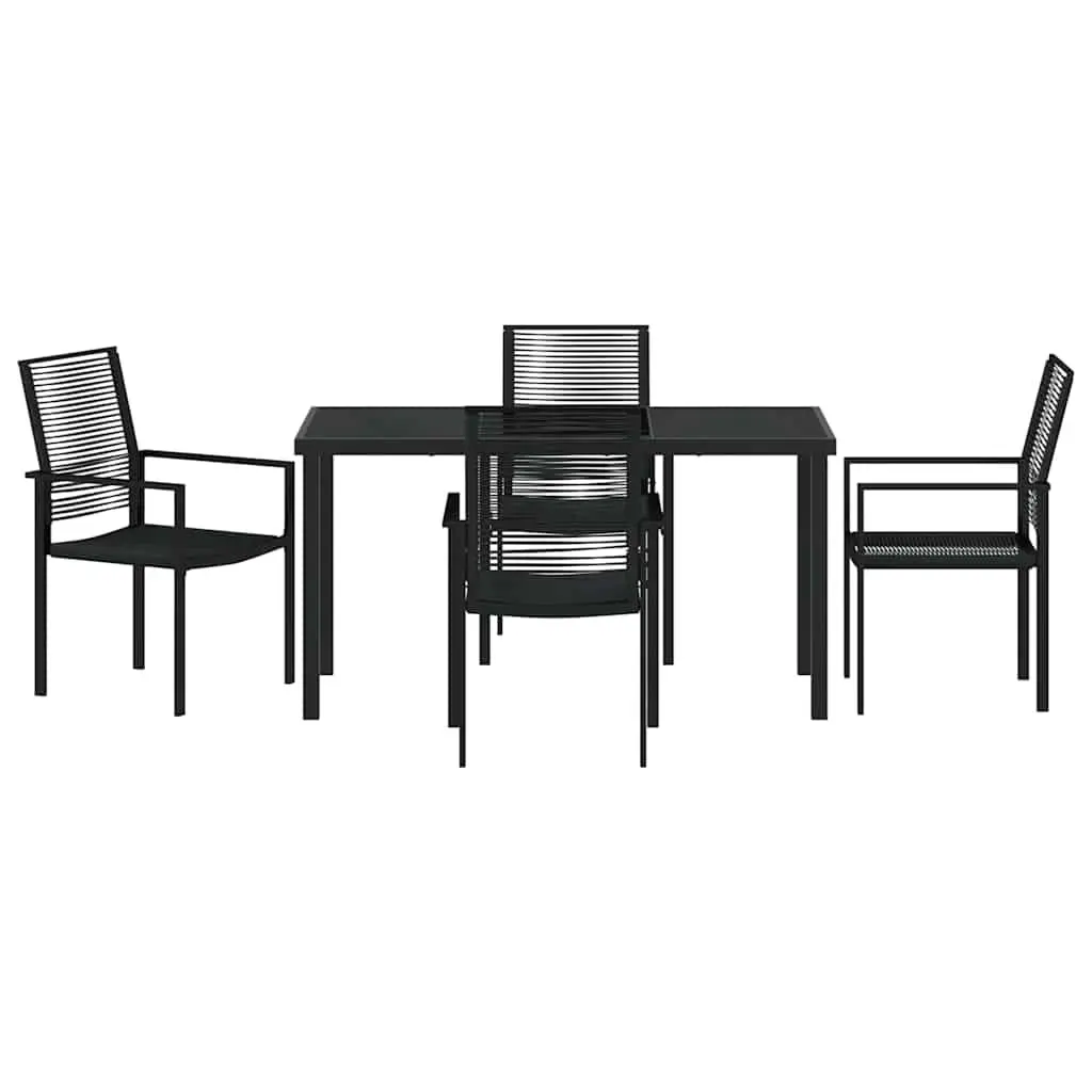 5-Piece Black Steel Garden Dining Set
