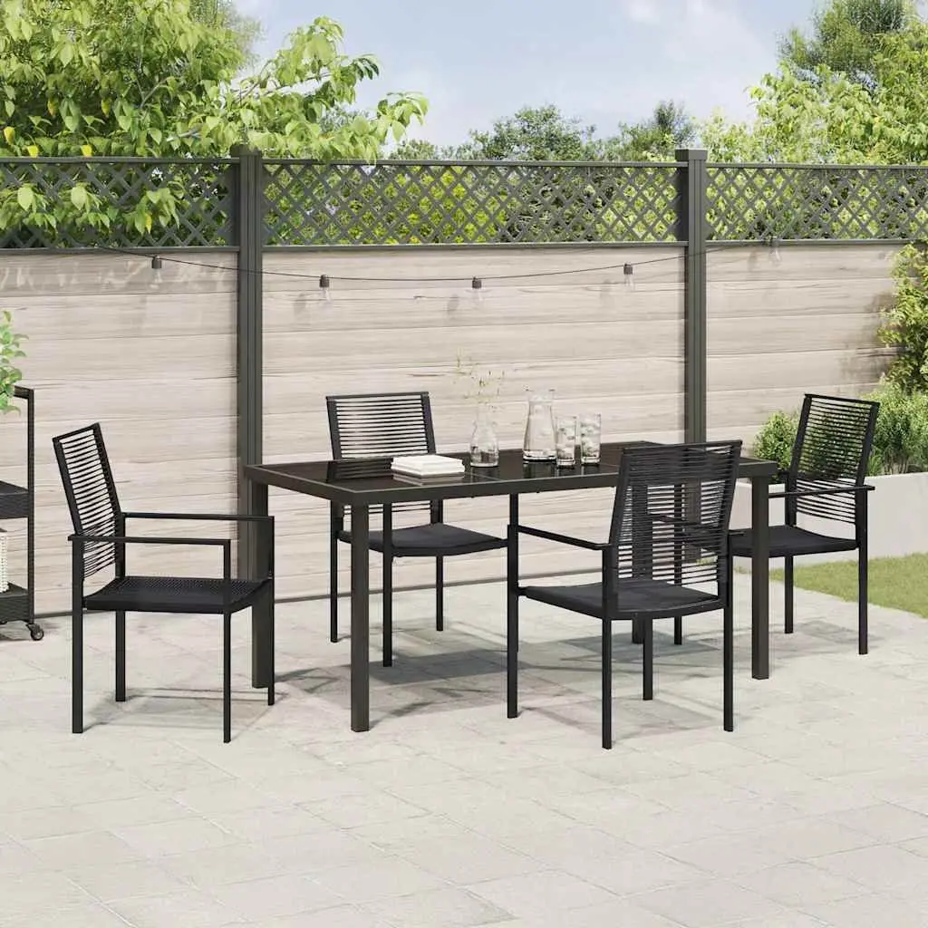 Dining Set Powder-coated Steel 5 Pieces Black Modern Outdoor Patio Furniture