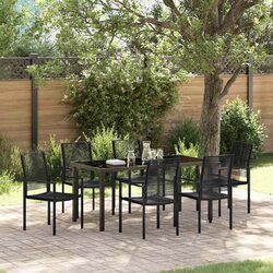 Stylish 7-Piece Black Steel Frame Garden Dining Set