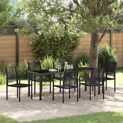 Durable 7-Piece Garden Dining Set in Black Steel