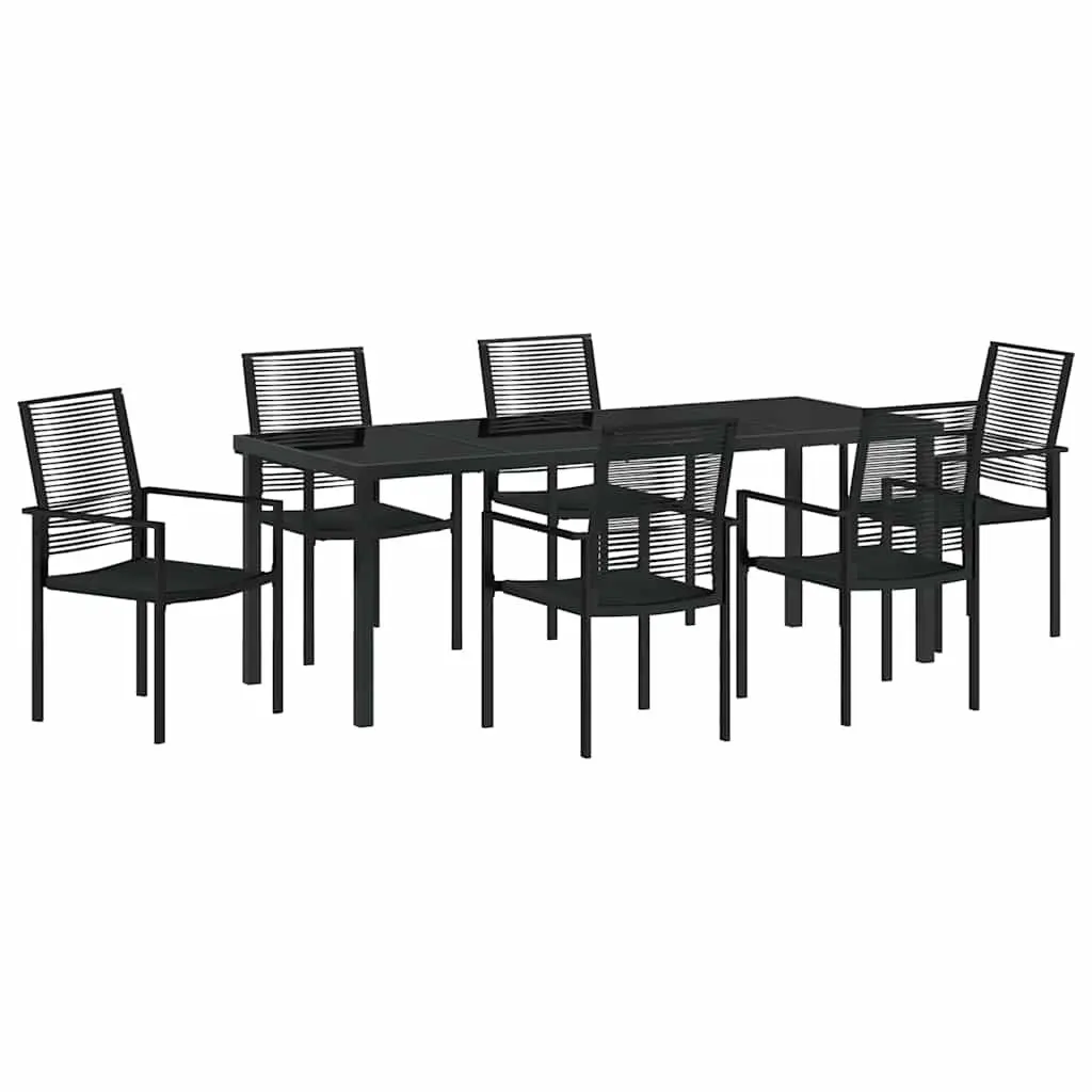7-Piece Garden Dining Set in Black Steel