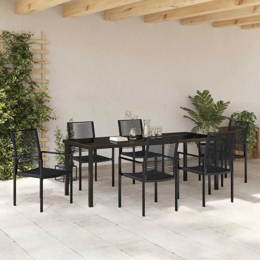 7-Piece Garden Dining Set in Black Steel