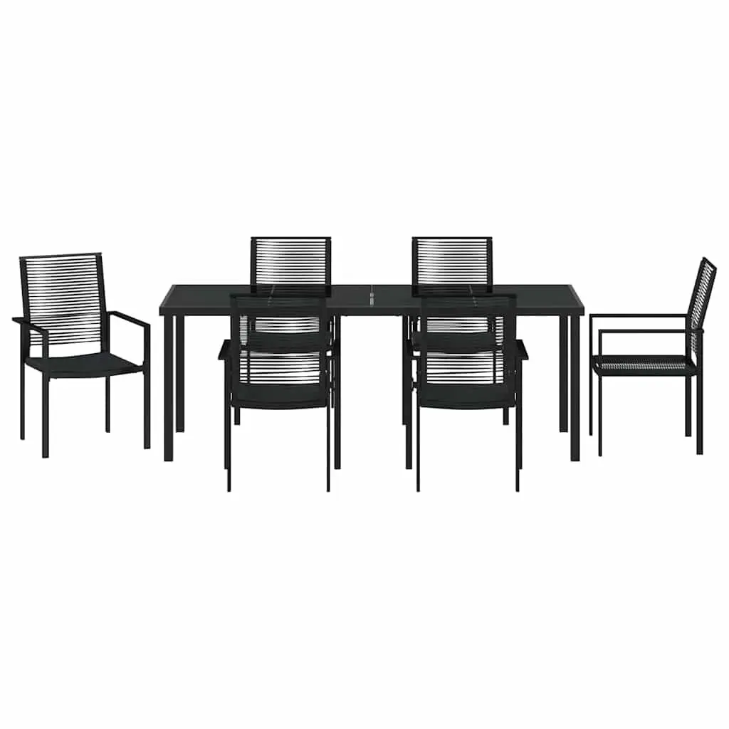 7-Piece Garden Dining Set in Black Steel