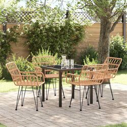 Brown Steel Frame Garden Dining Set for 5 Outdoors