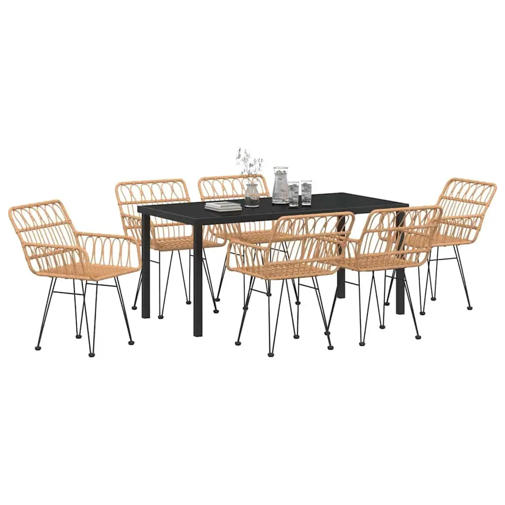 7-Piece Rectangular Garden Dining Set with Steel Frame