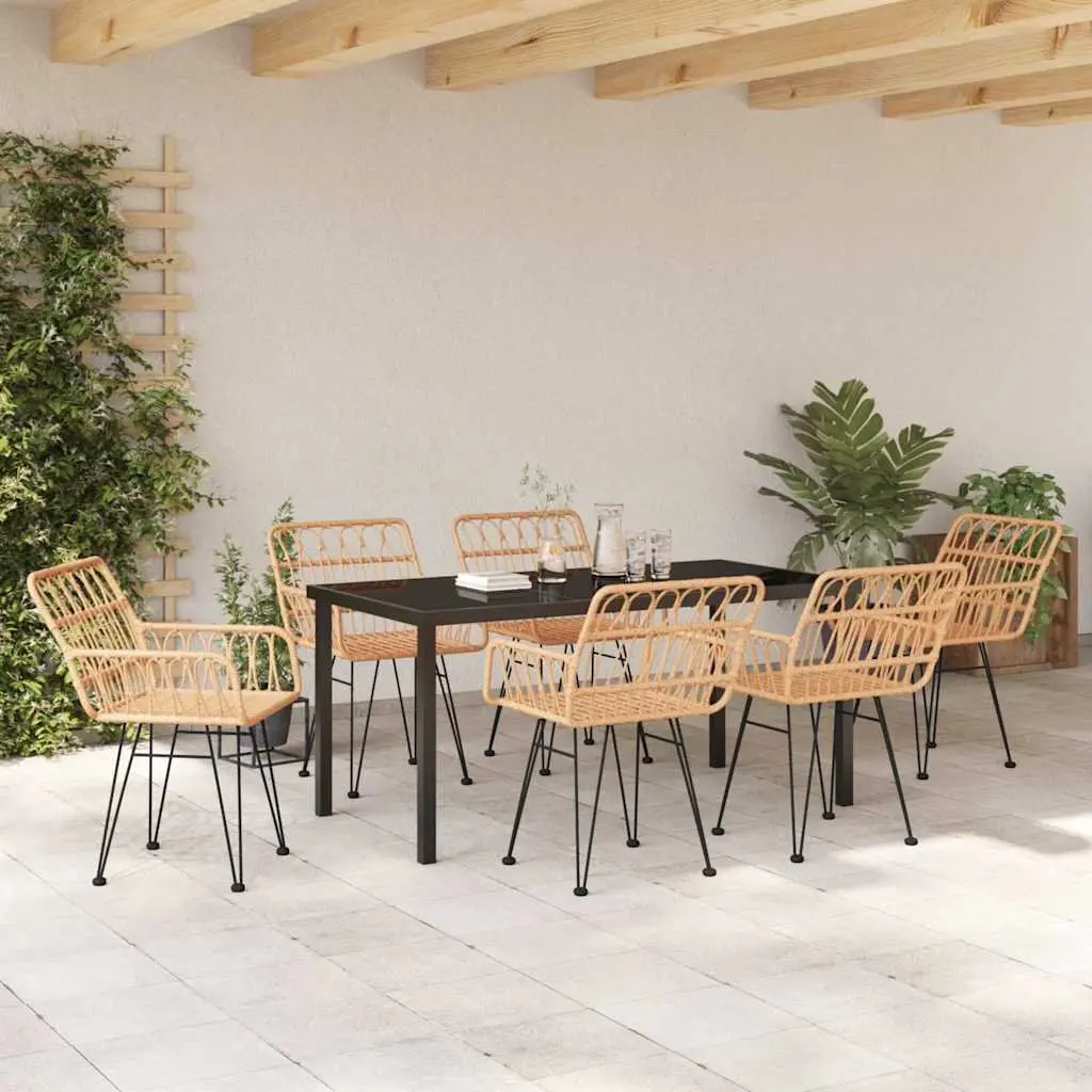 7-Piece Rectangular Garden Dining Set with Steel Frame