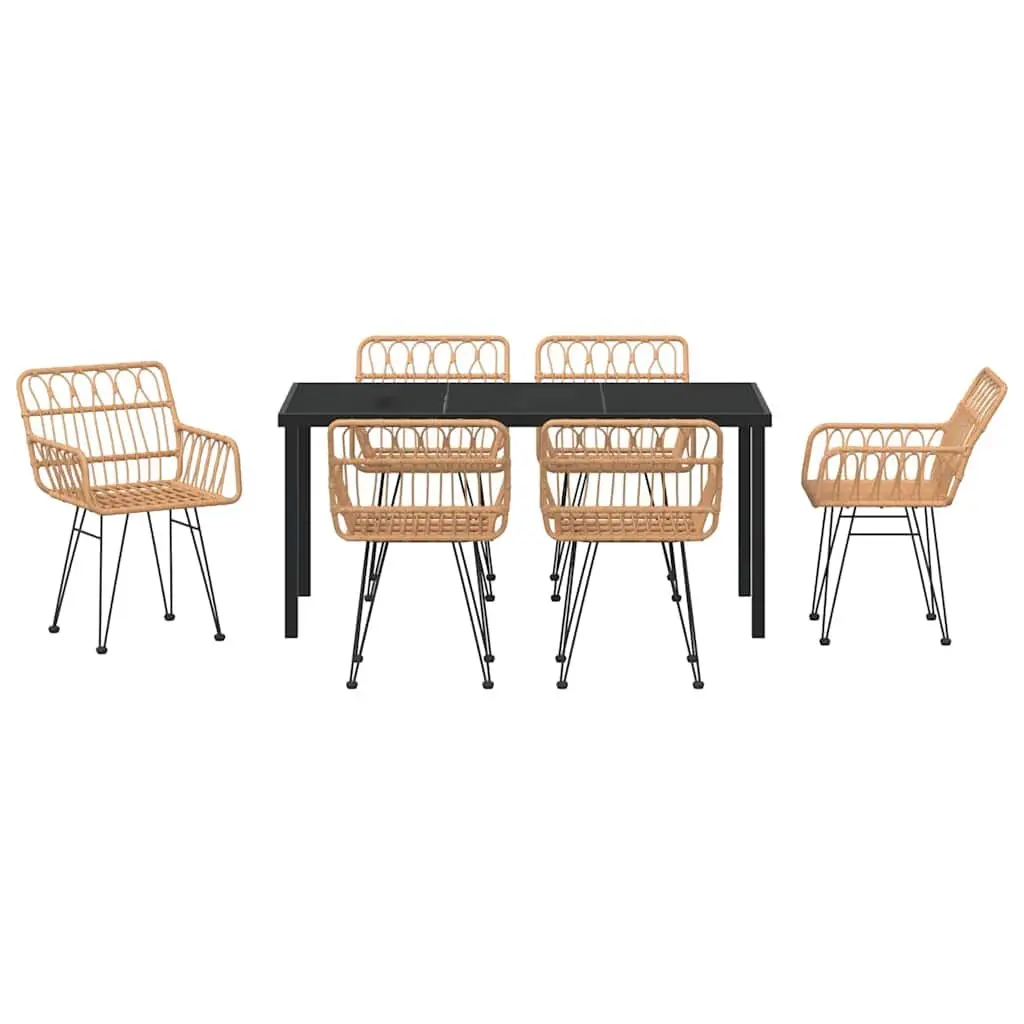 7-Piece Rectangular Garden Dining Set with Steel Frame