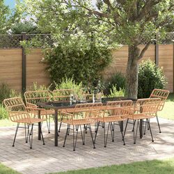 Premium 9-Piece Outdoor Garden Dining Set in Brown